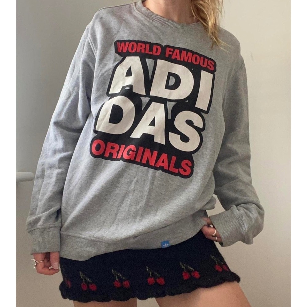 Adidas Originals World Famous Graphic Crewneck Sweatshirt Grey XL Pullover